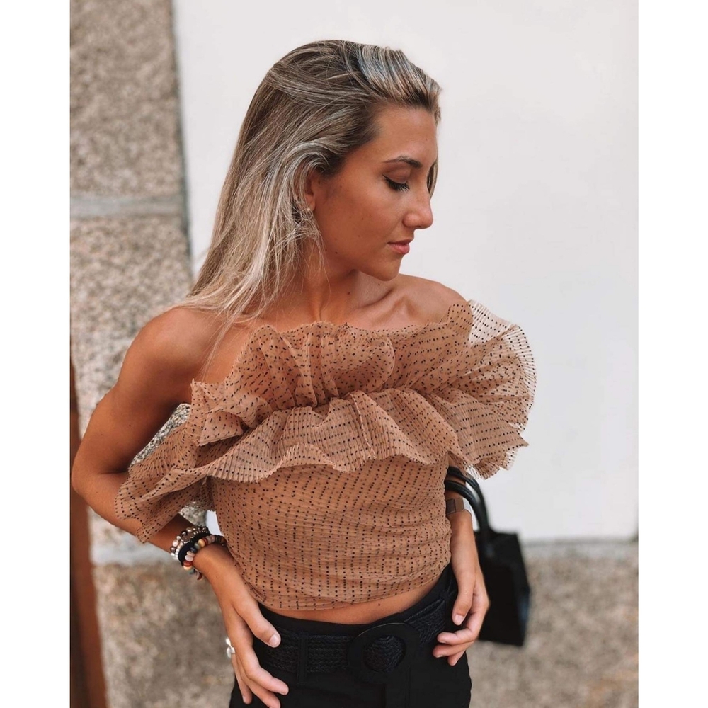 Zara tulle ruffle crop top - Picture 8 of 15